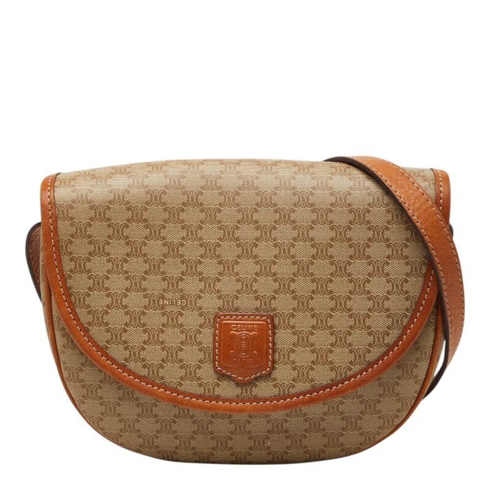 Celine Macadam Crossbody Bag Beige Cream Brown Leather
